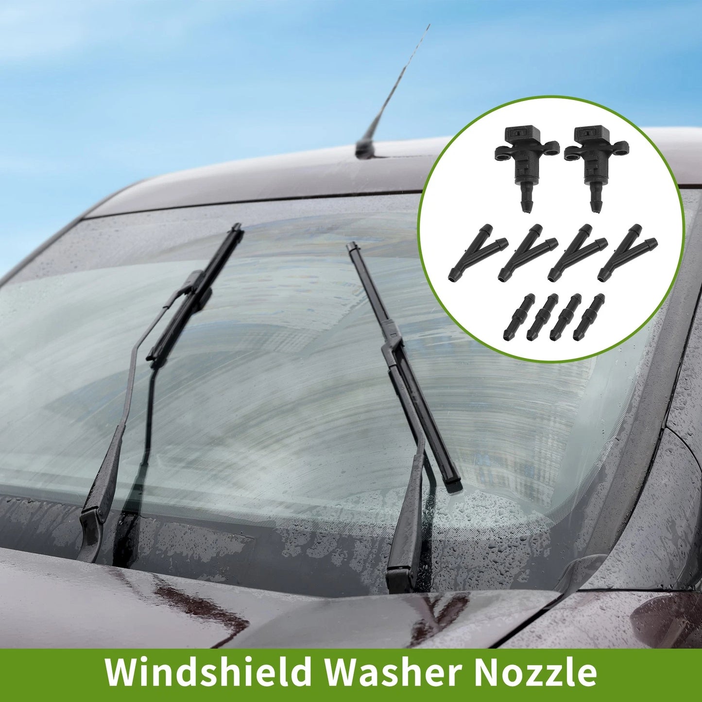 Windshield Washer Nozzle Set with Hose Connector for Hyundai (No. 986303X000)