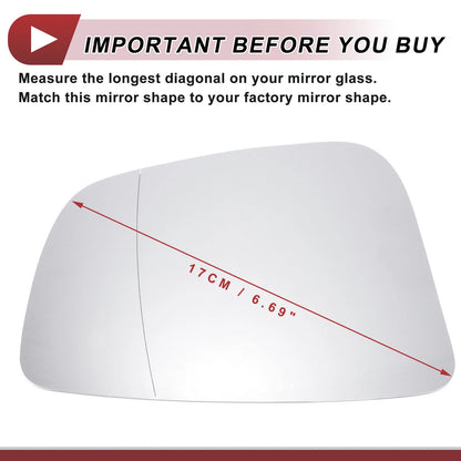 Heated Right Passenger Side Mirror Glass for BMW 5 6 7 Series (2016–2019)