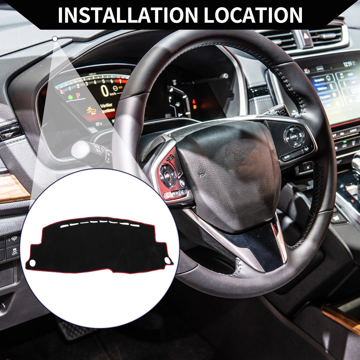 Dashboard Dash Cover Mat for Honda Vezel RU1/2/3/4 (2013–2020) Black Red Set
