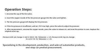 Mechanical Tire Pressure Gauge Portable Stainless Steel with Hose for Car Use