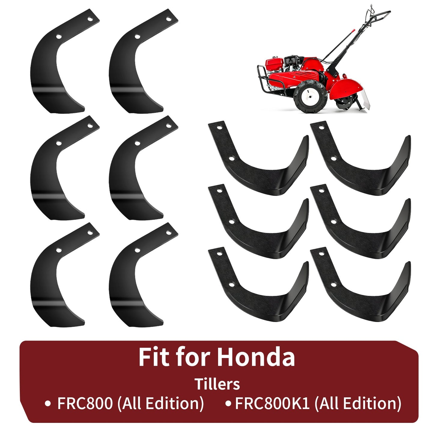 Set of 12 Tiller Rotary Tine Kit for Honda FRC800
