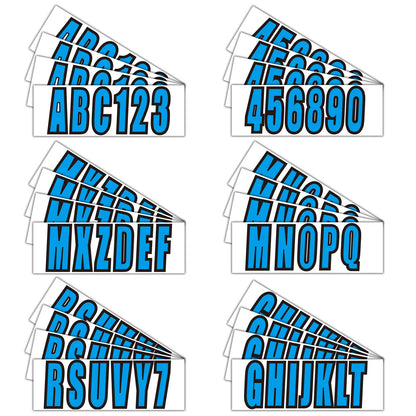 Set of 4 Blue Boat Registration Decal Stickers A-Z & 0-9
