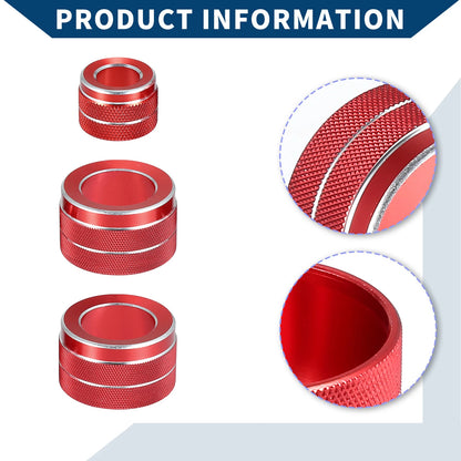 Set of 3 AC Radio Volume Control Switch Knob Cover Rings for BMW F10 (2011–2016) Red