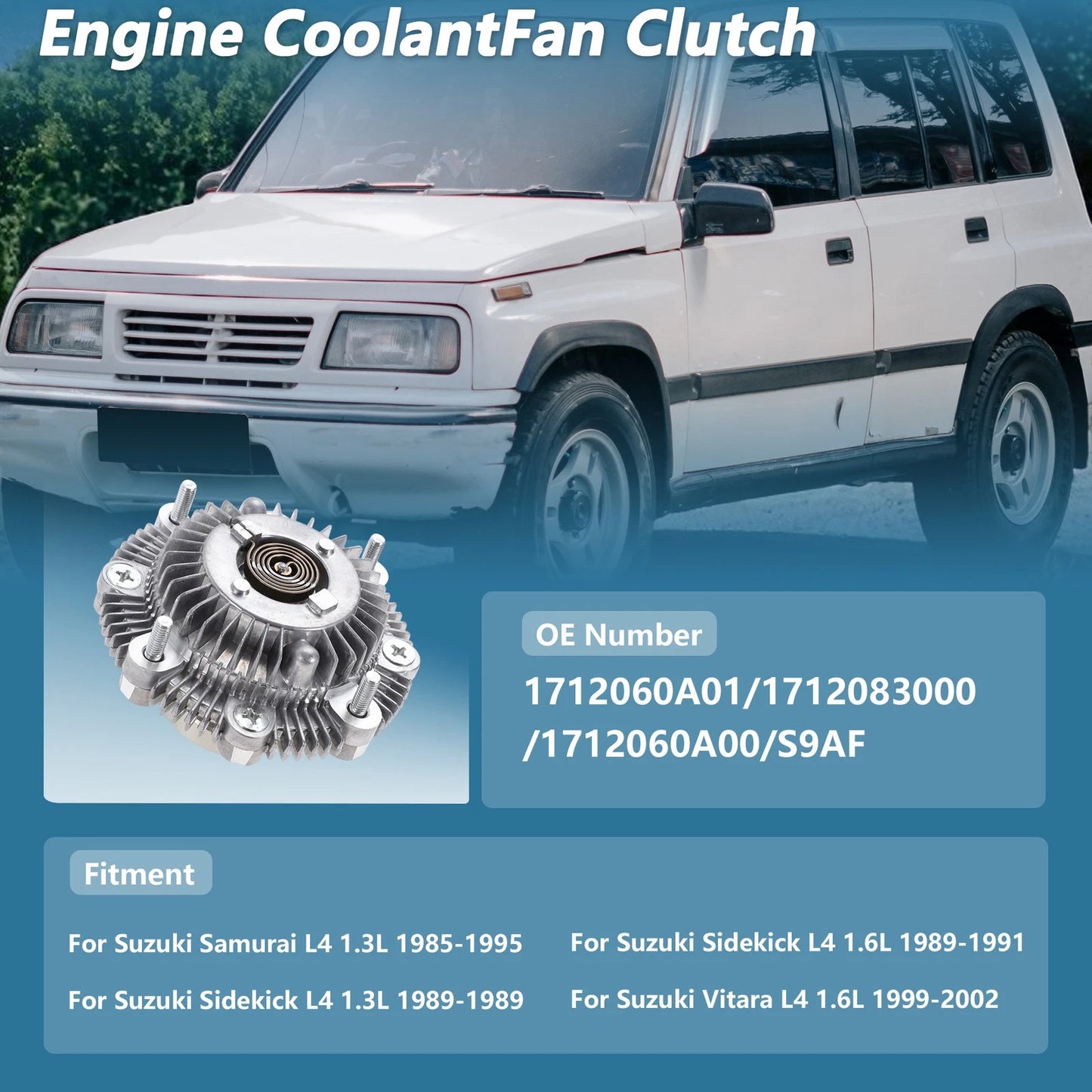 Engine Cooling Fan Clutch for Suzuki Samurai L4 1.3L (1985–1995) No. 1712060A01