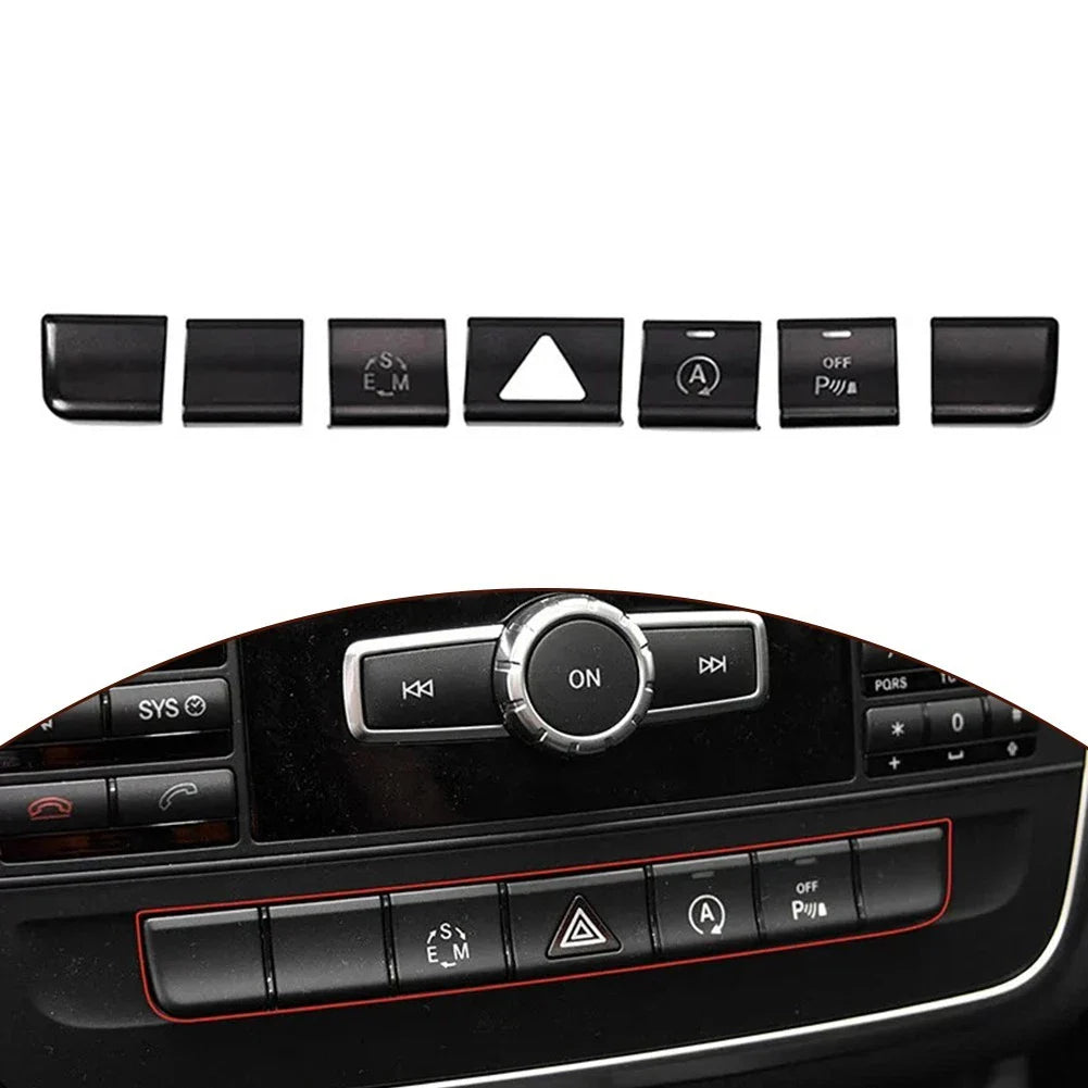 Center Console Button Trim Sticker 7Pcs for Mercedes-Benz