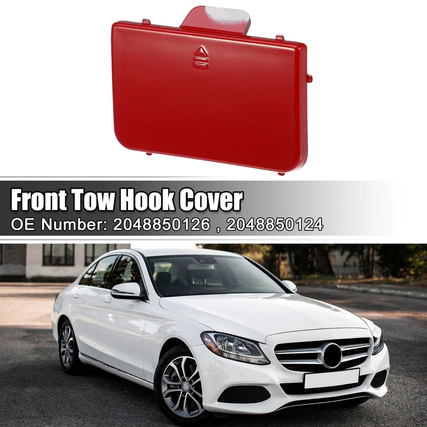Tow Hook Eye Hole Cover for Mercedes-Benz C-Class W204 (2007–2014) Red