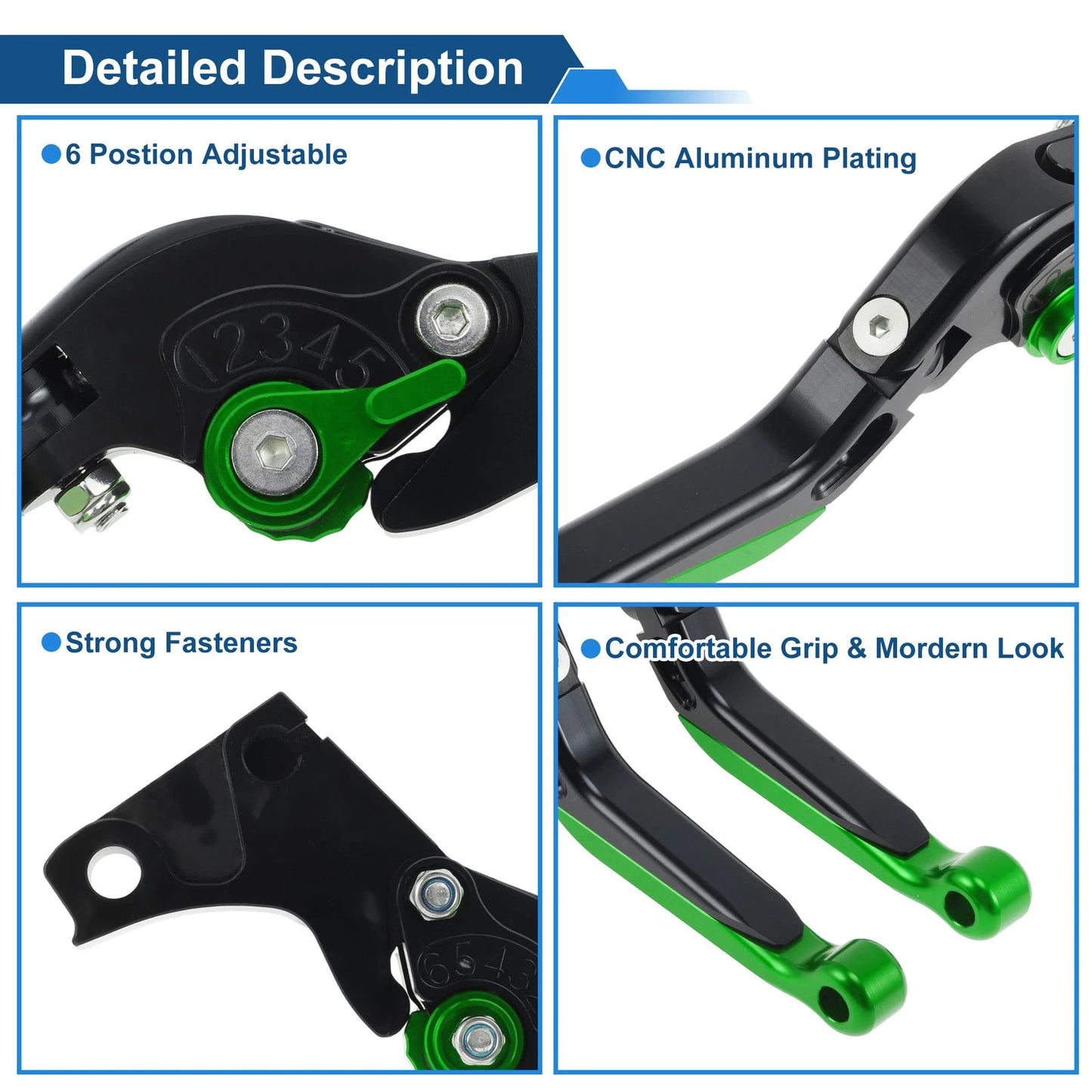 Short/Long Brake Clutch Levers for BMW G310R (2017–2021) Black Green End