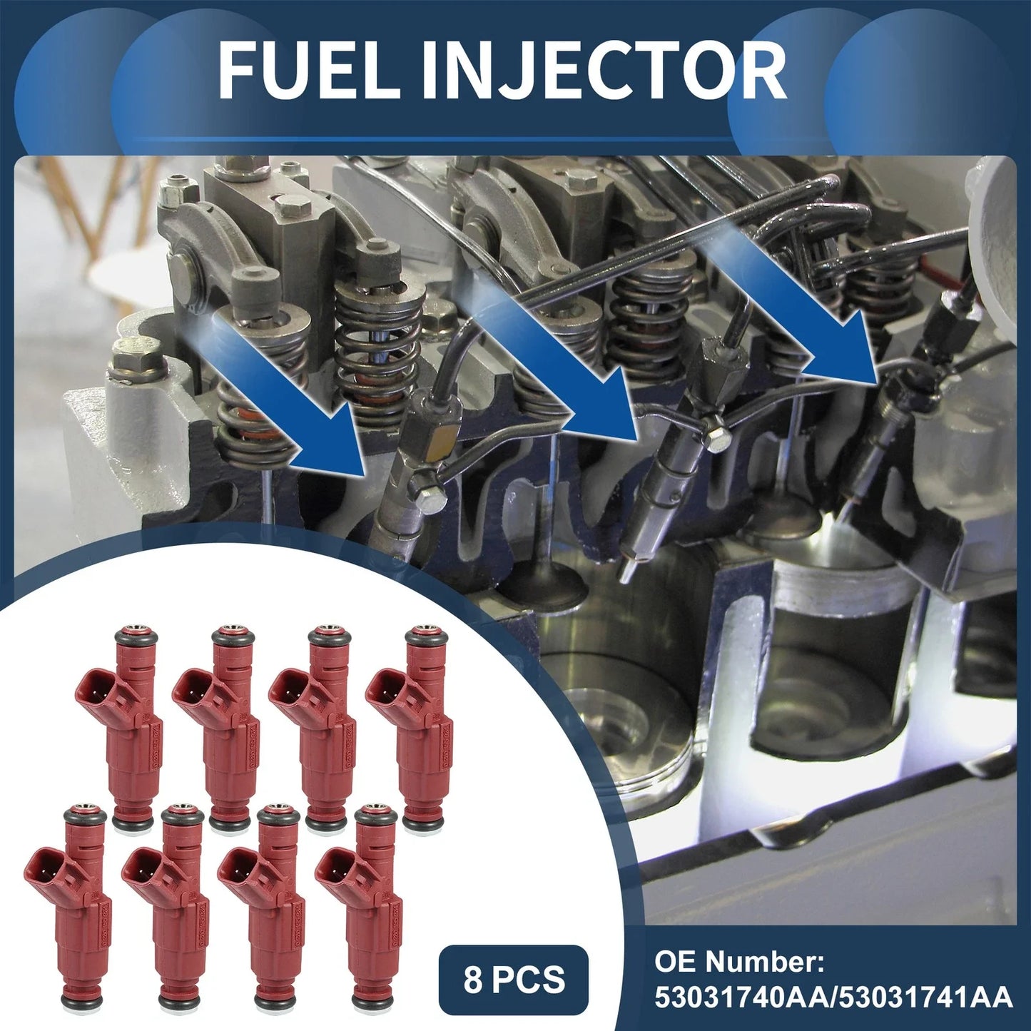 Fuel Injector Set for Dodge Ram 2500 5.9L (2001-2002) - 8 x Red Injectors