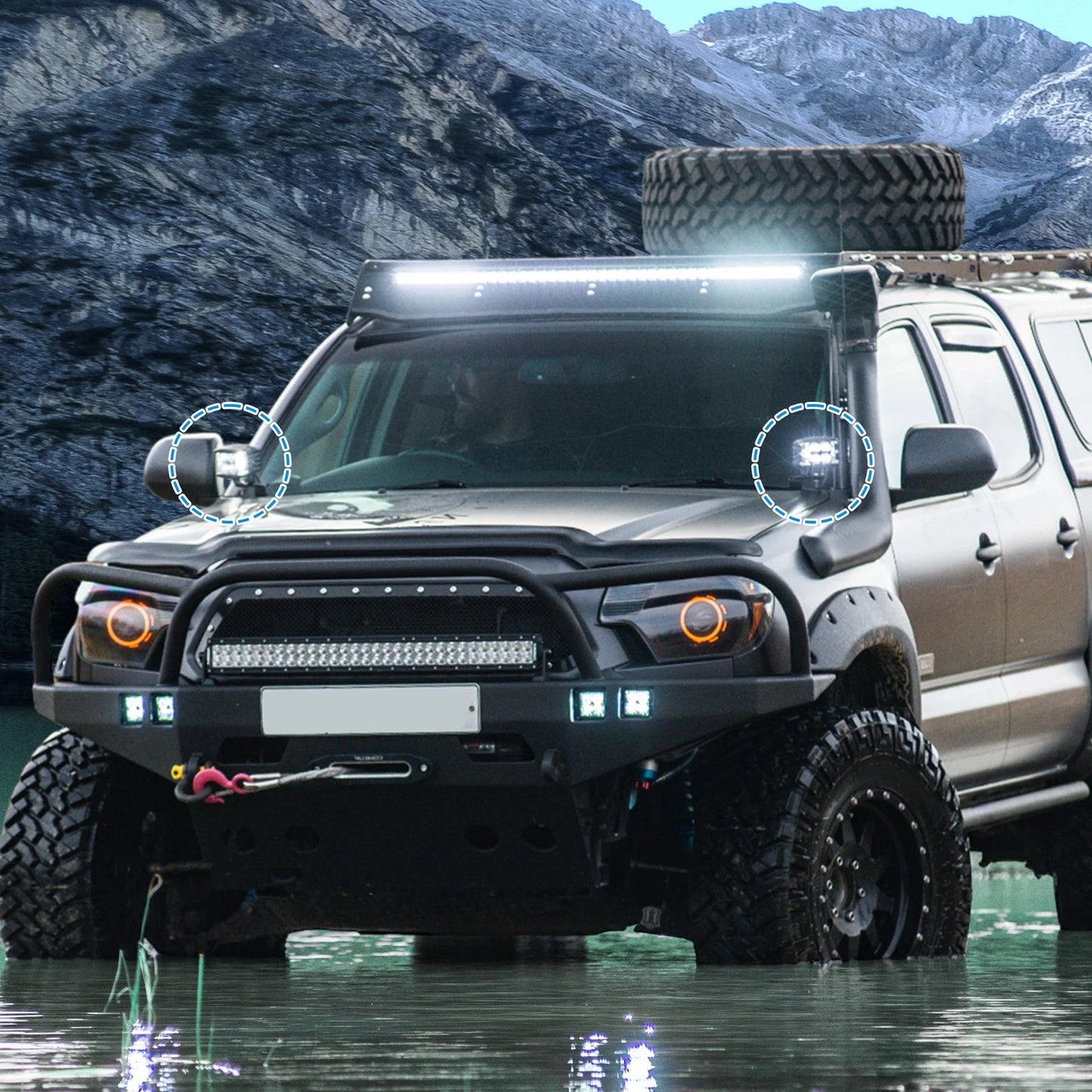 Set of 2 Hood LED Light Mount Bracket Kit for Toyota 4Runner (2010–2022)