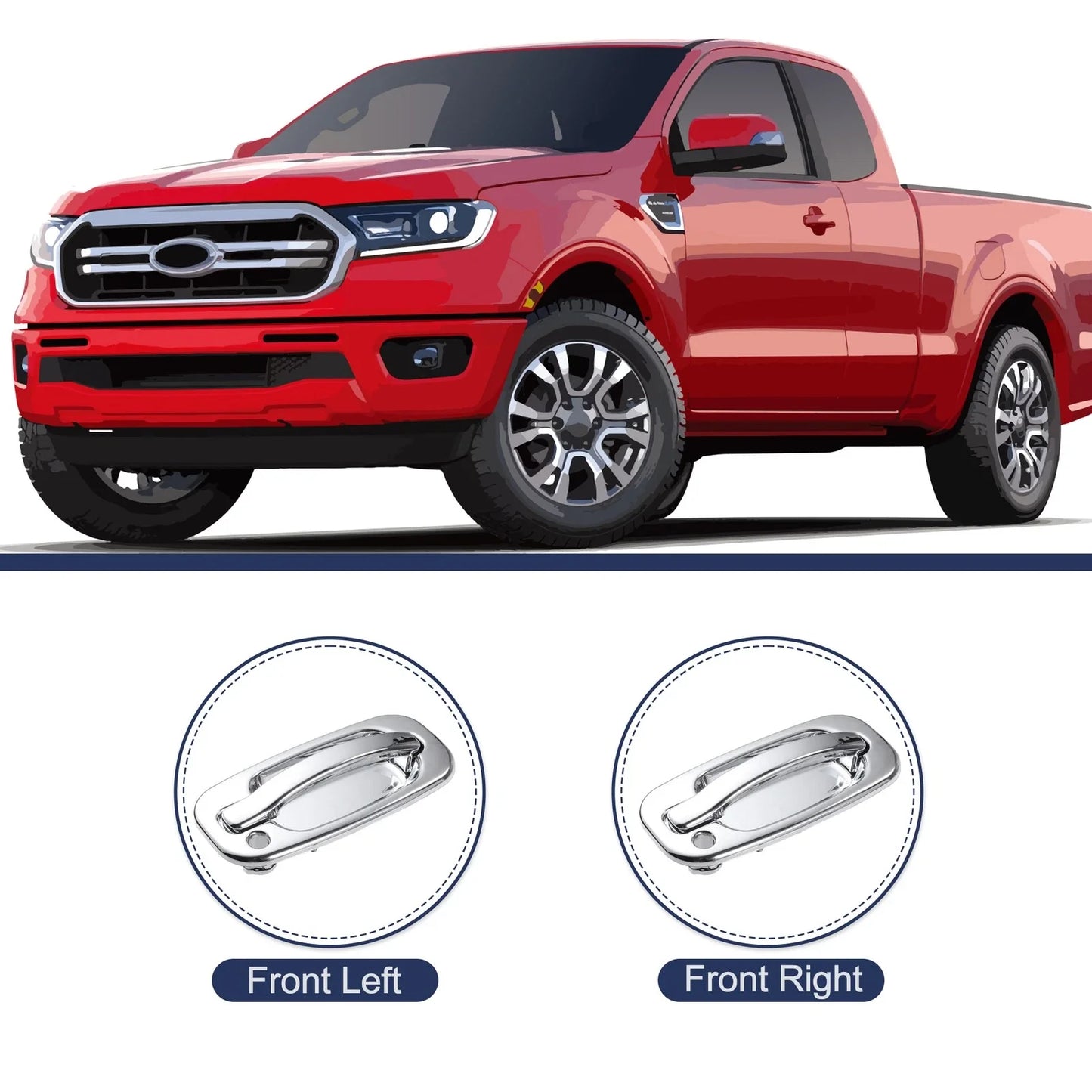 Exterior Door Handle Set for Chevrolet Silver Tone 2 x (Years)