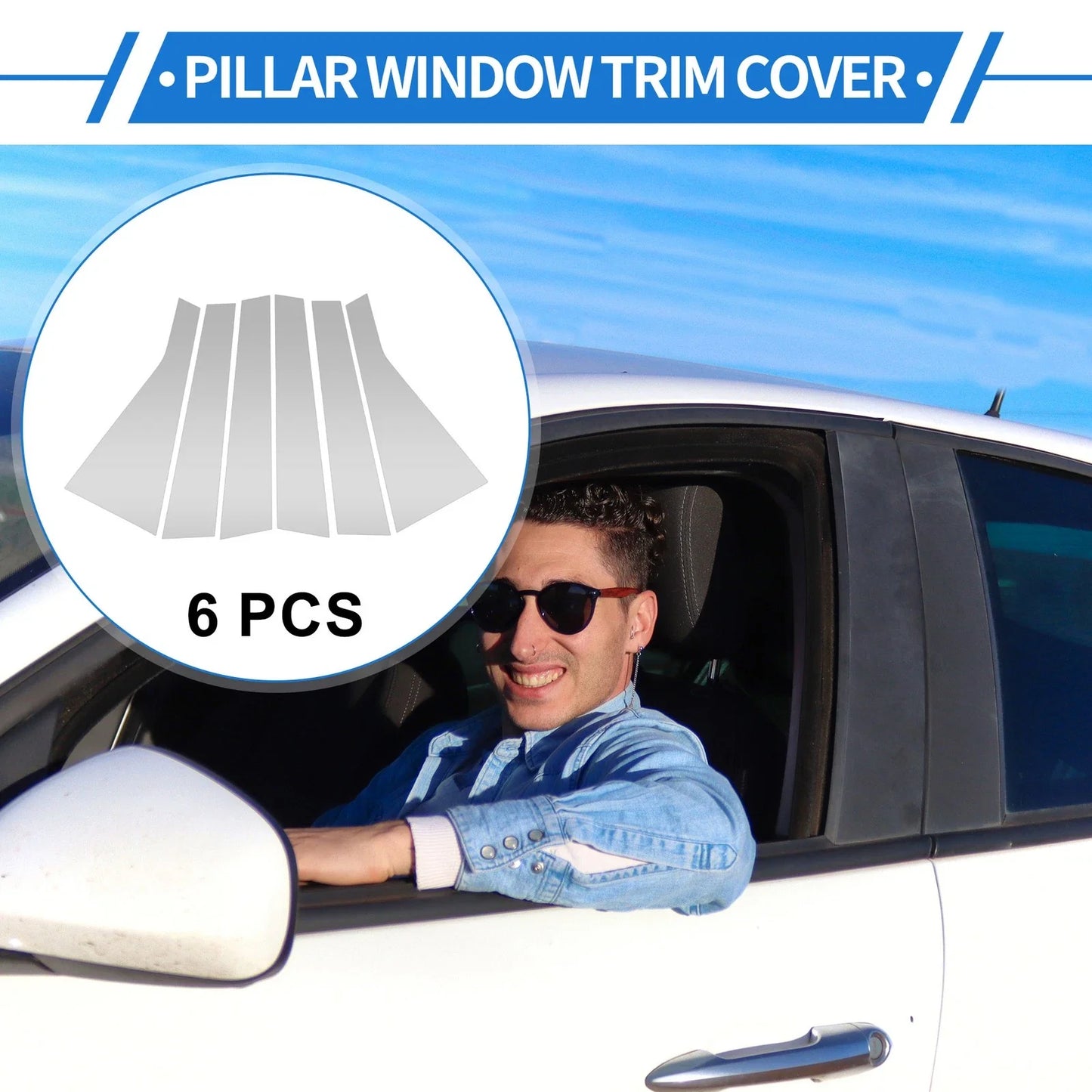 6 x Door Pillar Window Trim for Hyundai Santa Fe ix45 (2019-2021) Silver Tone
