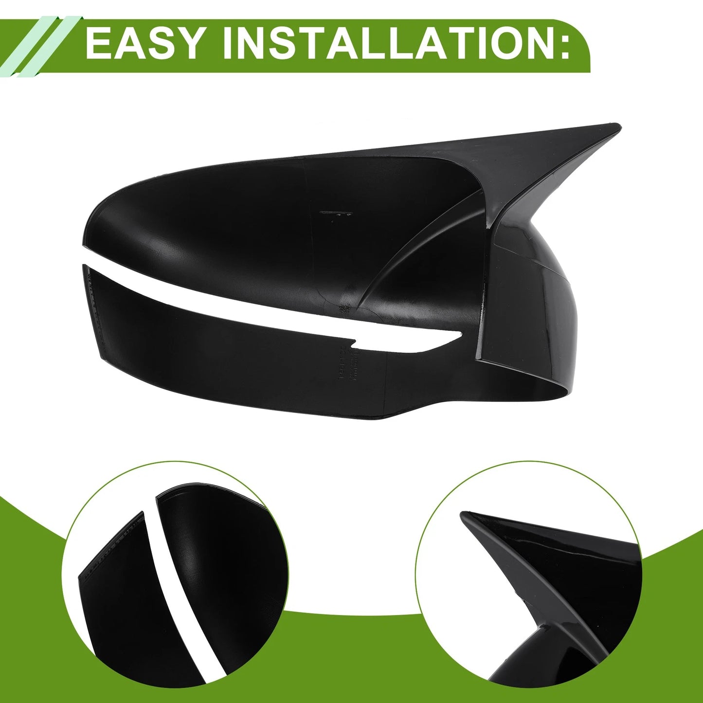 1 Pair ABS Mirror Cover Cap Gloss Black for Nissan Rogue (2014–2020)