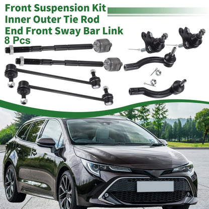 8pcs Front Suspension Kit Tie Rod End Sway Bar Link for Toyota Corolla