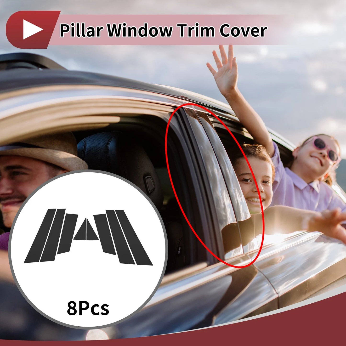 Set of 4 Door Pillar Window Trim for Nissan Murano (2015–2023) Black