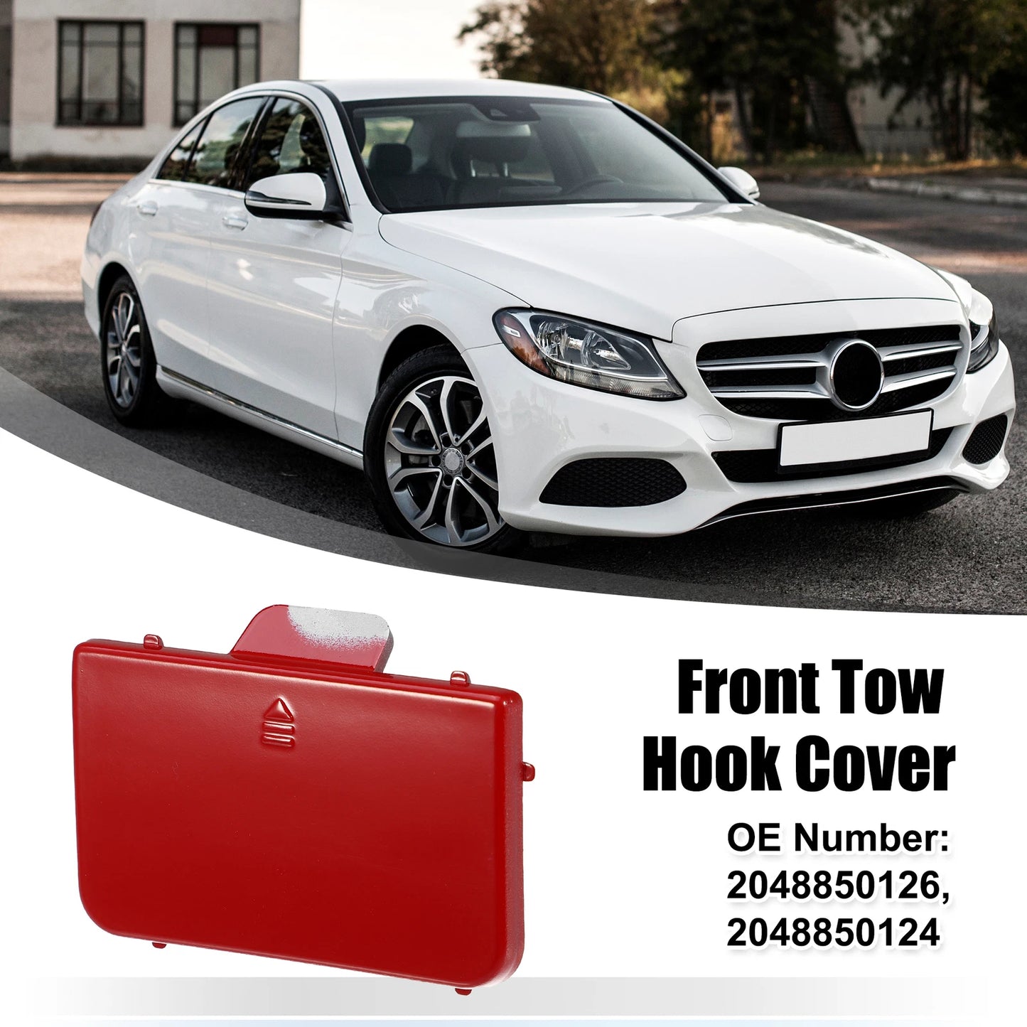 Tow Hook Eye Hole Cover for Mercedes-Benz C-Class W204 (2007–2014) Red