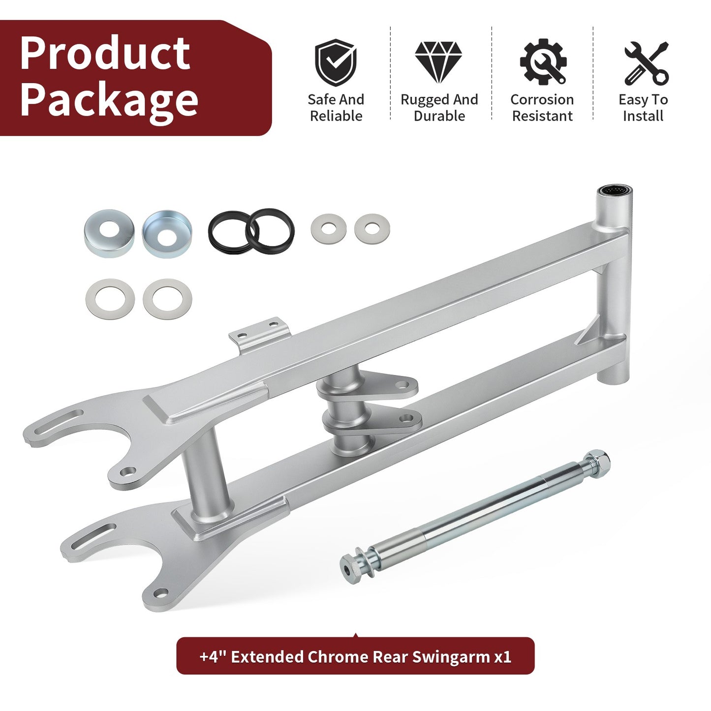 4" Extended Chrome Rear Swingarm for Yamaha Banshee YFZ350 (1987–2006)