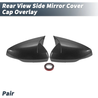 Pair Rearview Mirror Cover Overlay Black Carbon Fiber for Volkswagen Polo (2019–2023)