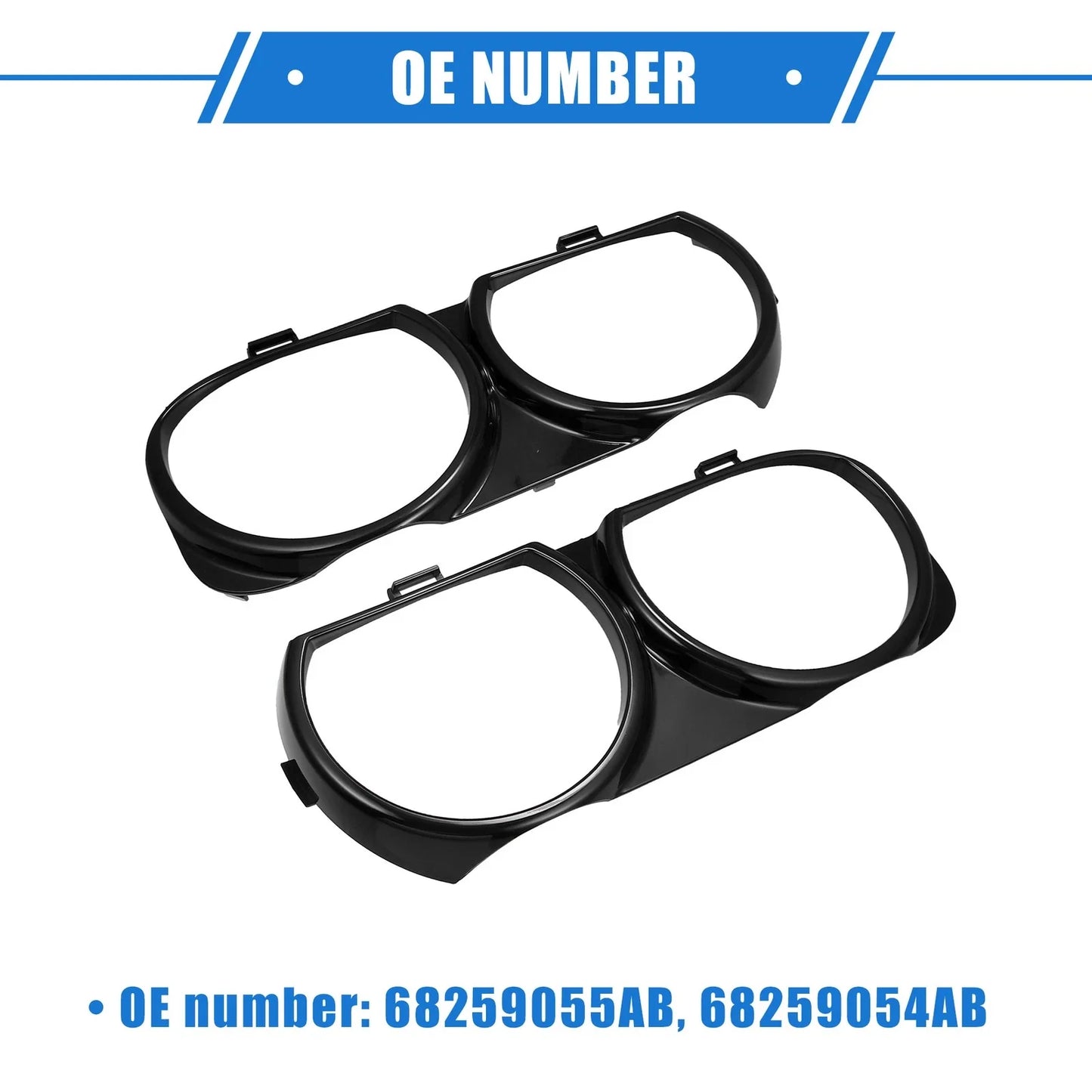 Front Left Right Side Headlight Trim Rings for Dodge Challenger (2015-2023)