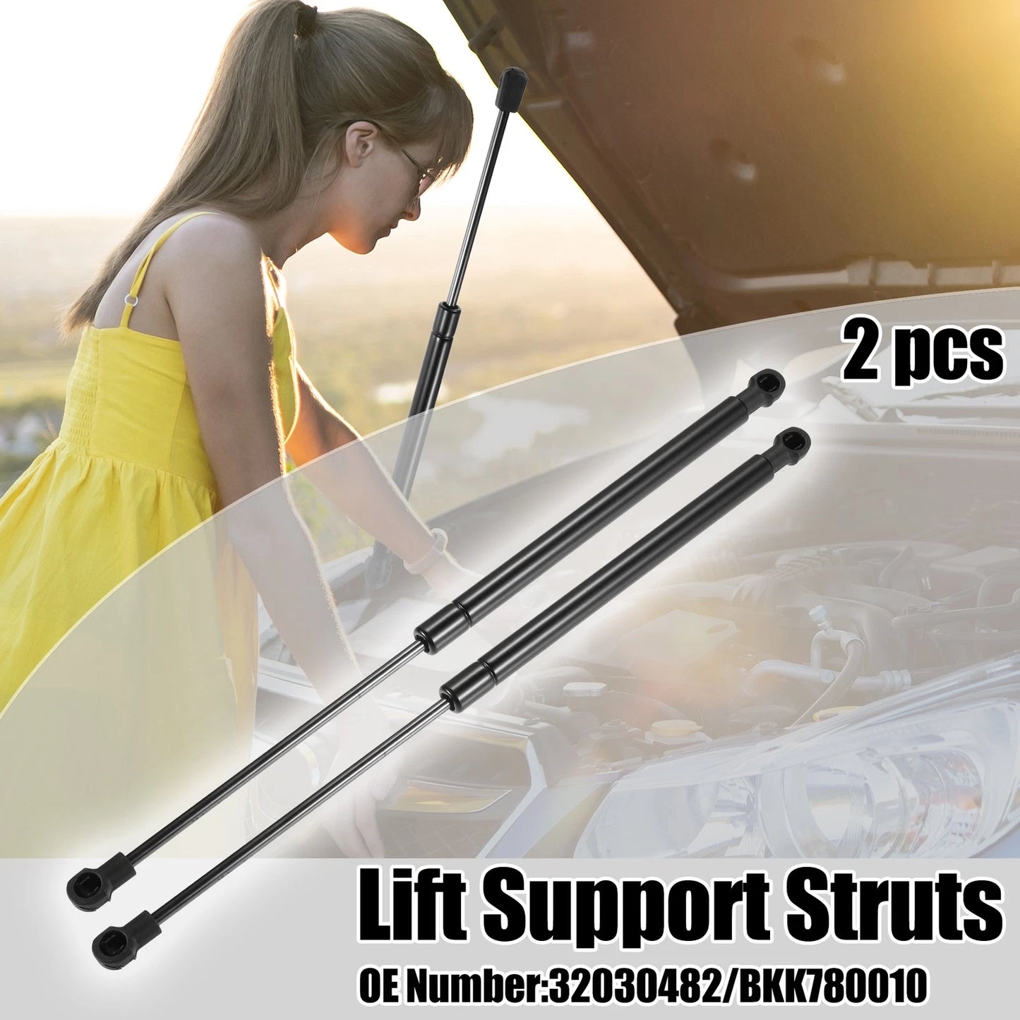 2X Front Hood Lift Support Gas Struts for Land Rover LR3 (2005–2009)