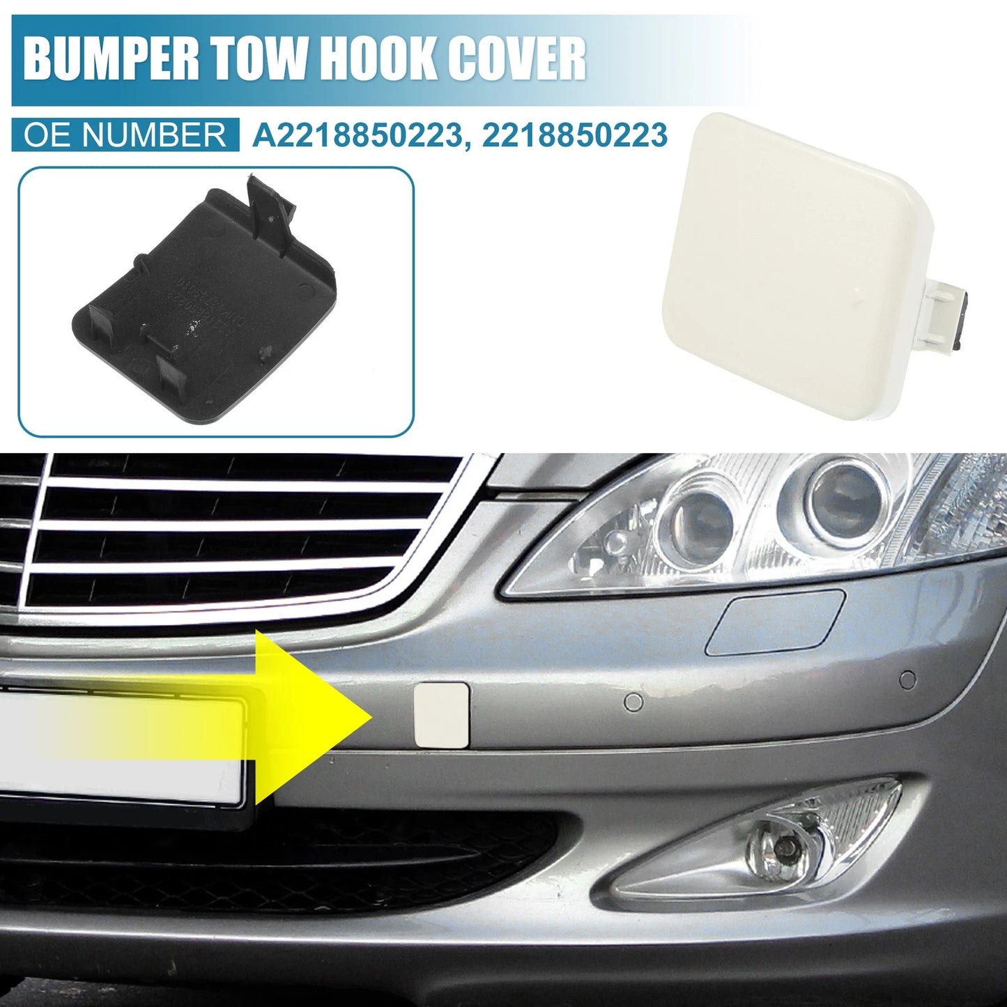 Front Bumper Tow Hook Cover A2218850223 for Mercedes-Benz W221 (2007–2009) White