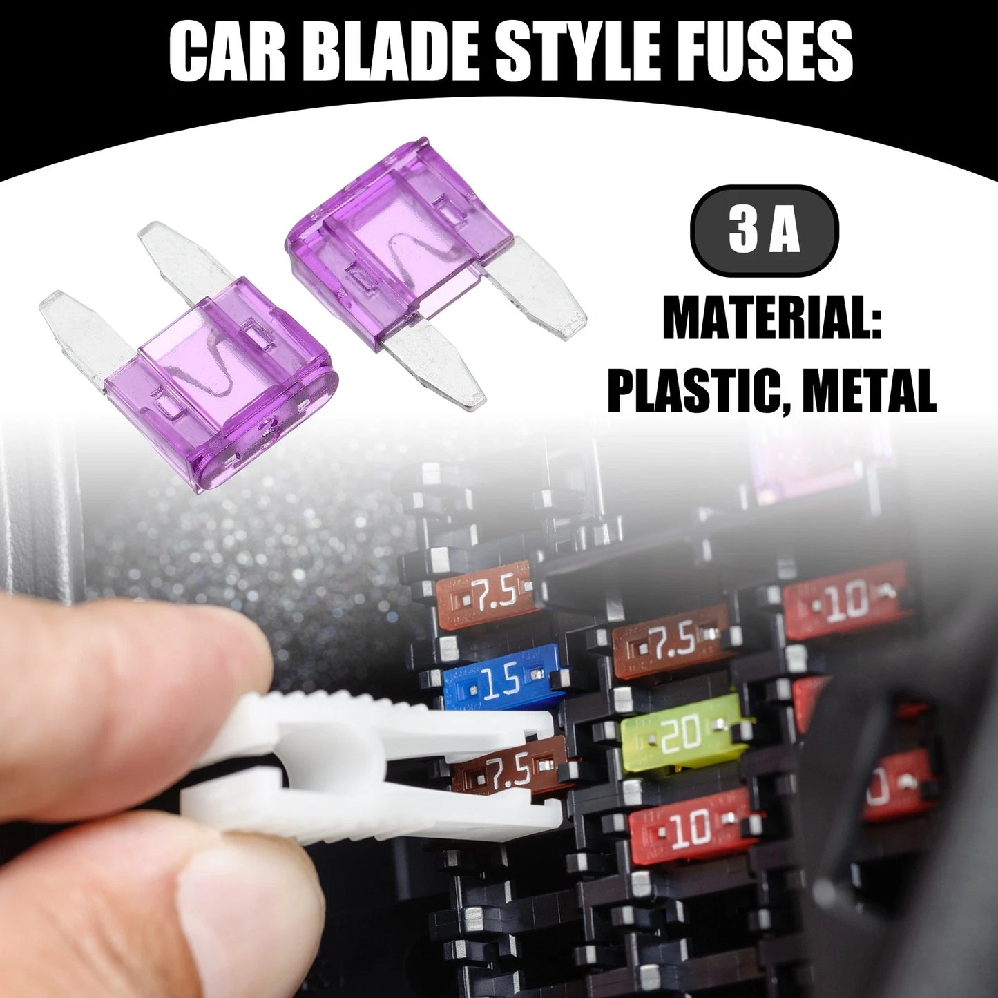 Set of 5 Mini 3AMP APM/ATM Blade Fuses for Car Short Circuit Protection