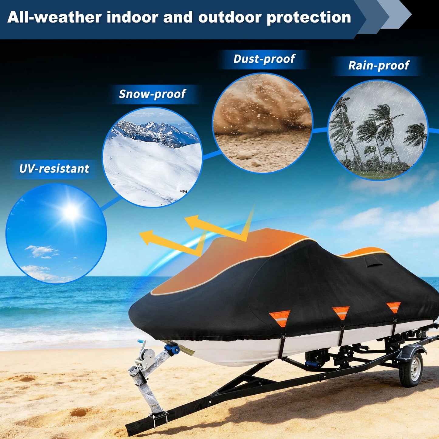 PWC Cover for Yamaha Jet Ski (96"-102") Waterproof Black
