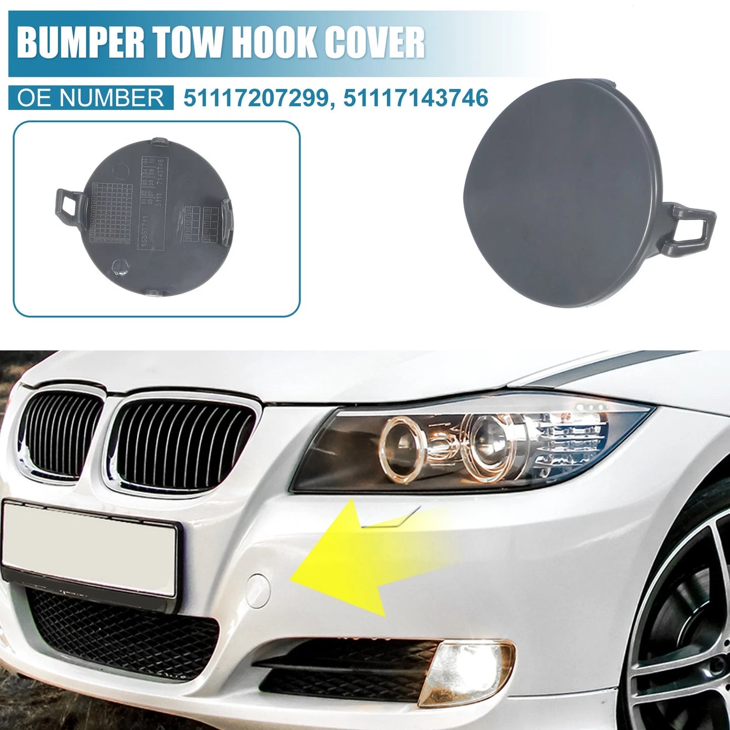 Tow Hook Cover for BMW (2011–2019) 51117207299 51117143746 Gray