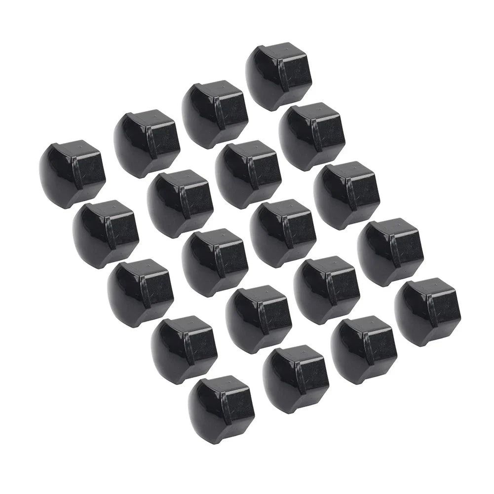 17mm Black Wheel Lug Nut Bolt Cover Caps (20 Pcs) for Car - Fits Various Models