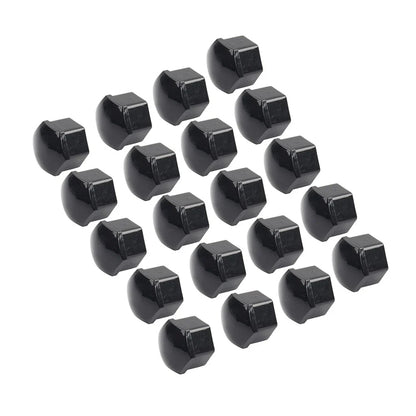 17mm Black Wheel Lug Nut Bolt Cover Caps (20 Pcs) for Car - Fits Various Models
