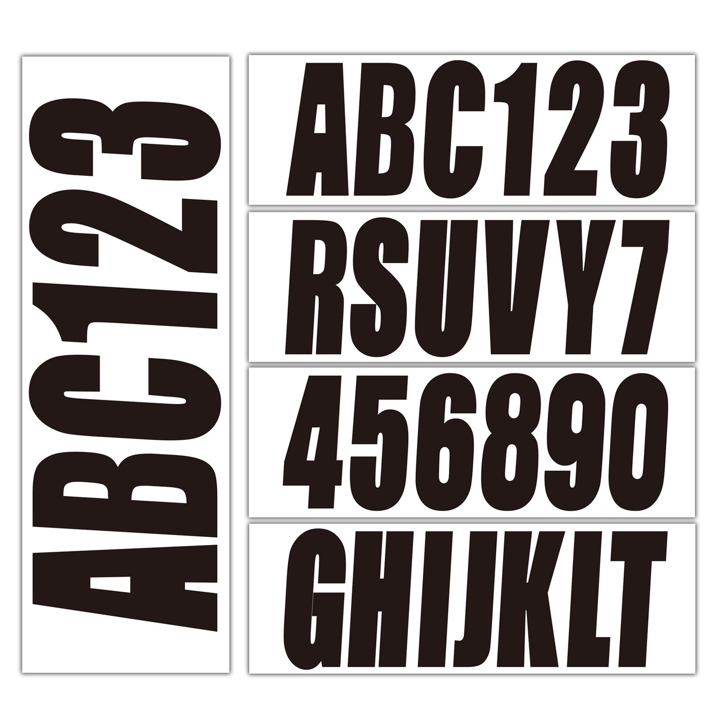 Set of 4 Boat Registration Decal Stickers A-Z & 0-9 Black