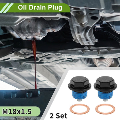 Set of 2 M18x1.5 Copper Oil Drain Plug with Gasket for Car Motorcycle