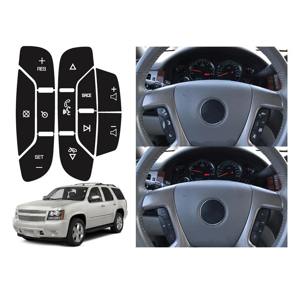 Steering Wheel Navigation Radio Button Sticker for Cadillac Chevy Tahoe Suburban (2007-2014)