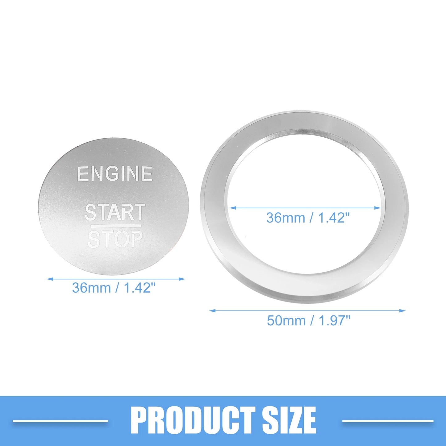 Engine Start Stop Button Cover Sticker for Mercedes-Benz B-Class, C-Class, GLC, GLA (2015–2023) Silver Tone