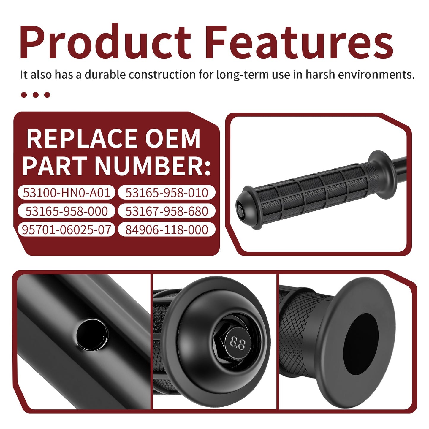 Handlebar & Grips for Honda Foreman 450 TRX450ES TRX450S (1998–2001)