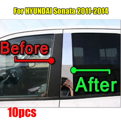 10PCS Pillar Trim Door Cover Mirrored Post for HYUNDAI Sonata (2011–2014)