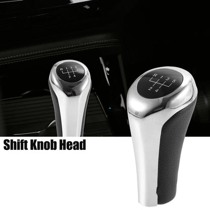 5 Speed Manual Shift Knob for BMW X1 E84 (2009–2015) Faux Leather Black Silver Tone