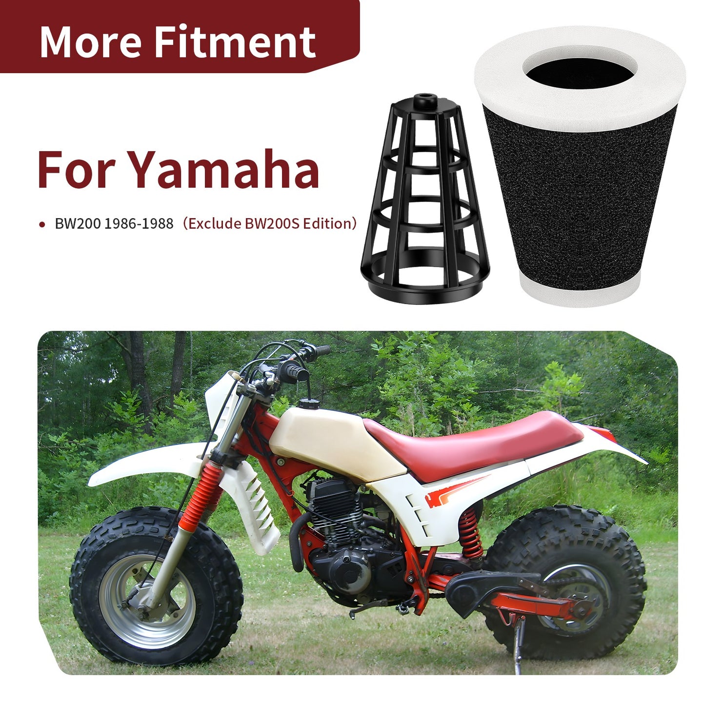 Air Filter for Yamaha BW200 Big Wheel (1986–1988) with Holder Cage