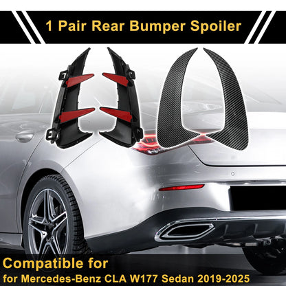 1 Pair Rear Bumper Spoiler for Mercedes-Benz CLA W177 (2019–2025) Black ABS