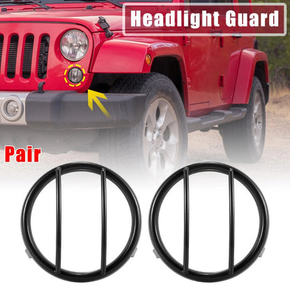 1 Pair Round Turn Signal Light Grill Guard Cover for Jeep Wrangler (2007-2018)