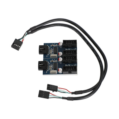 9 Pin USB Header Male to 4 Female Extension Connector for Motherboard