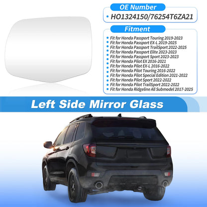 Heated Mirror Glass for Honda Pilot (2016–2022) Left Side No. 76254T6ZA21
