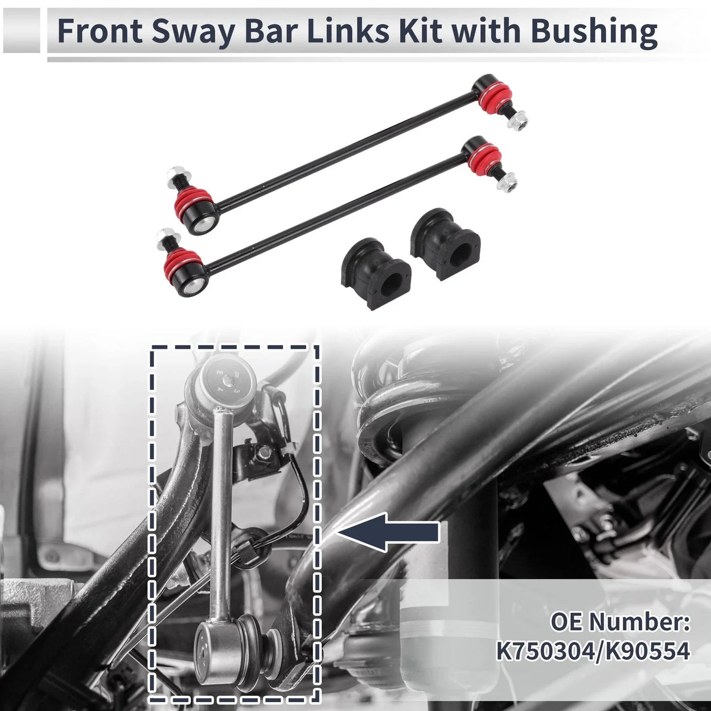 Front Stabilizer Bar Links with 2 Pcs Bushing for Honda Odyssey (2005-2010)
