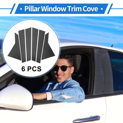 6 Pcs Door Pillar Window Trim for Hyundai Genesis (Carbon Fiber Pattern)