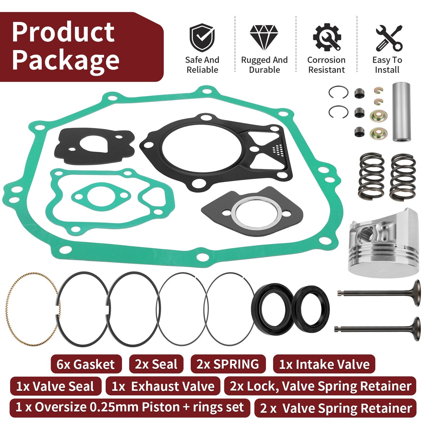 Oversize Piston & Gasket Valve Kit for Yamaha Golf Cart G14 (1995–1996)