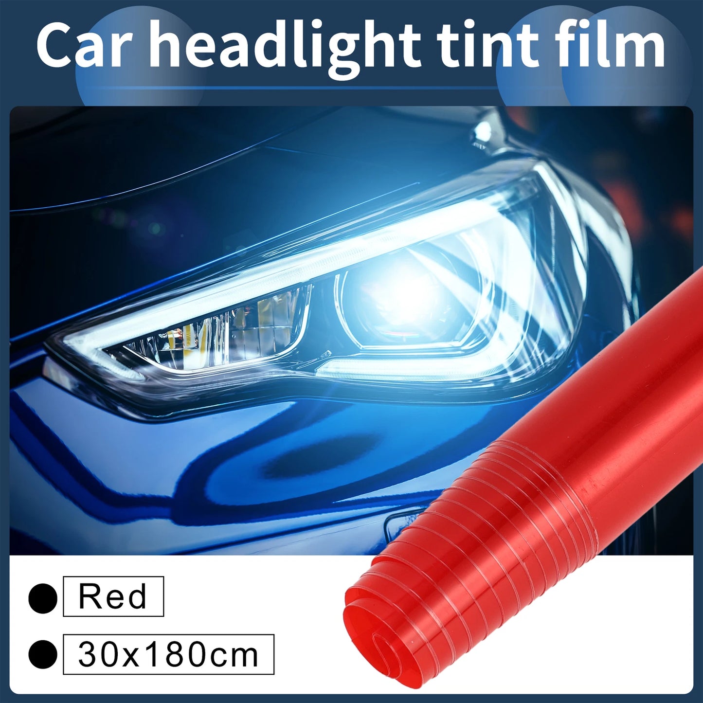 Headlight Taillight Tint Film for Universal Cars (70.87"x11.81") Red 1 Pc