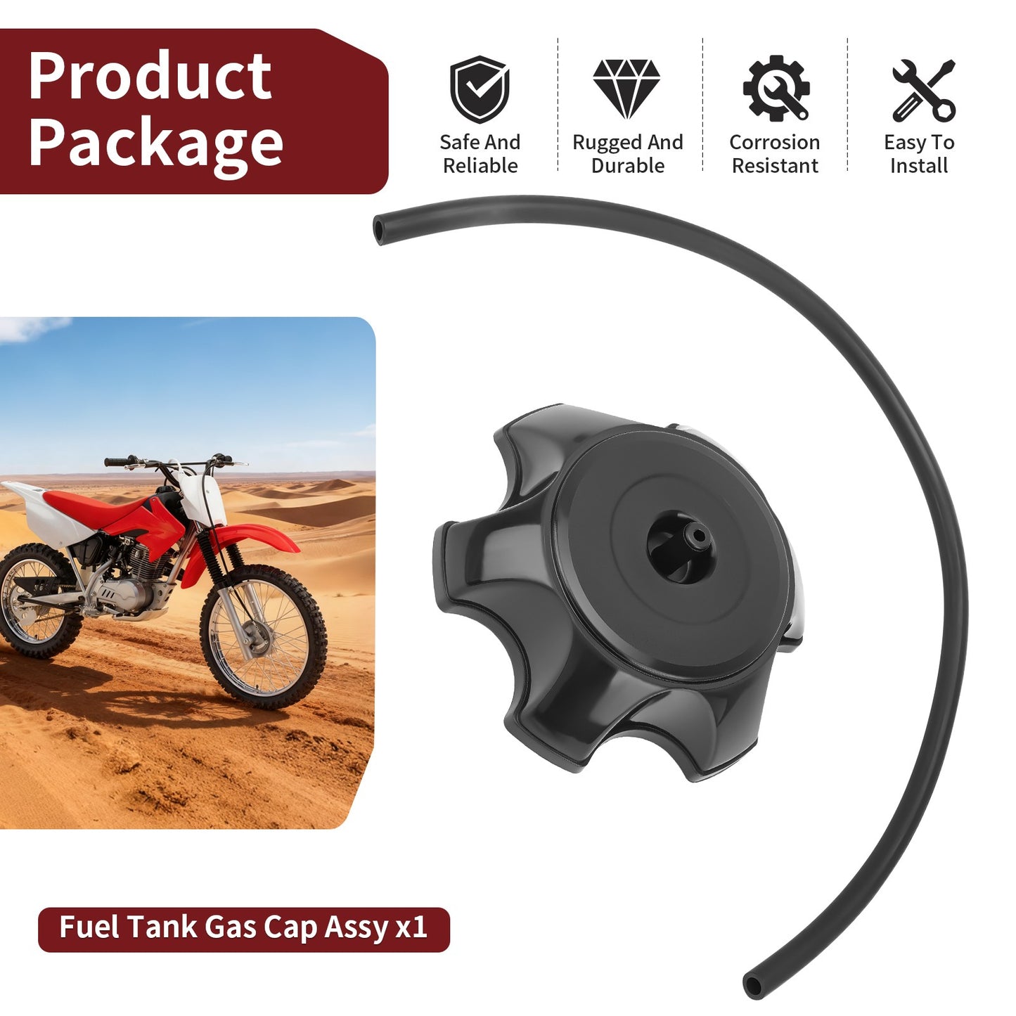 Fuel Tank Gas Cap for Honda CRF50F CRF70F CRF80F (2004–2024)