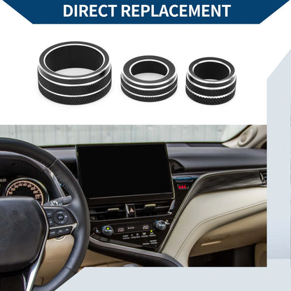 Set of 5 AC Media Radio Tune Mirror Switch Knob Covers for Toyota Camry (2021–2023) Black
