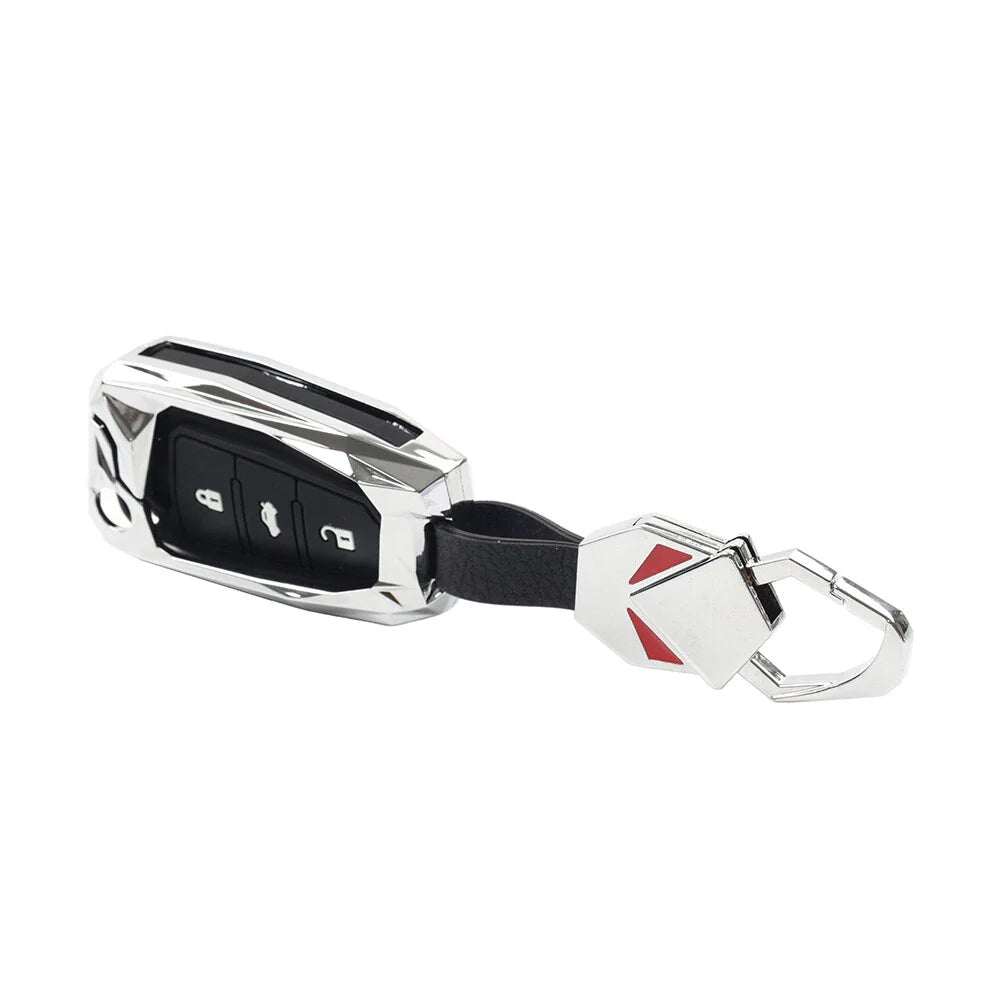 Silver 3-Button Key Fob Case Shell Cover for Audi A8 Quattro (2006-2010)