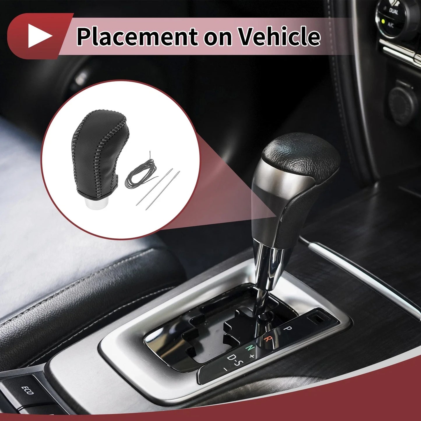 Car Gear Shift Knob Cover for Hyundai Accent (2018-2022) Black Grey