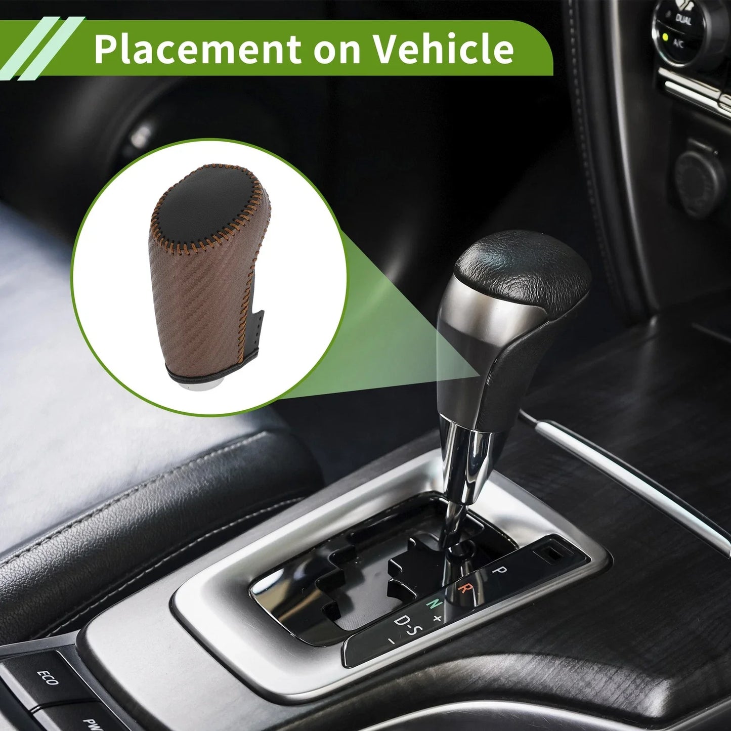 Gear Shift Knob Cover for Chevrolet Malibu Brown Carbon Fiber (2016-2023)
